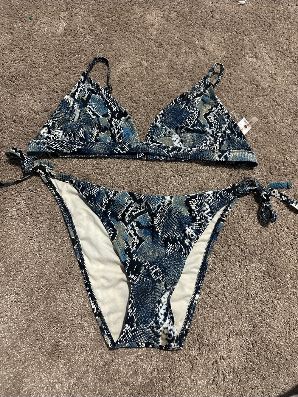 Blue Snake Print Tie-Side Bikini